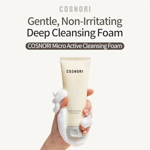 COSNORI Micro Active Cleansing Foam ? Vegan, Non-irritating, Korean Facial Cleanser, Skin soothing, 7 Plant Extracts Daily Face Wash, 5.07 fl oz