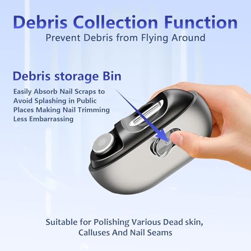 Electric Nail Clippers for Seniors, Automatic USB-C Rechargeable Nail Trimmer with LED Light & Quiet Motor, Easy-Grip Painless Fingernail Cutter for Home and Travel Use