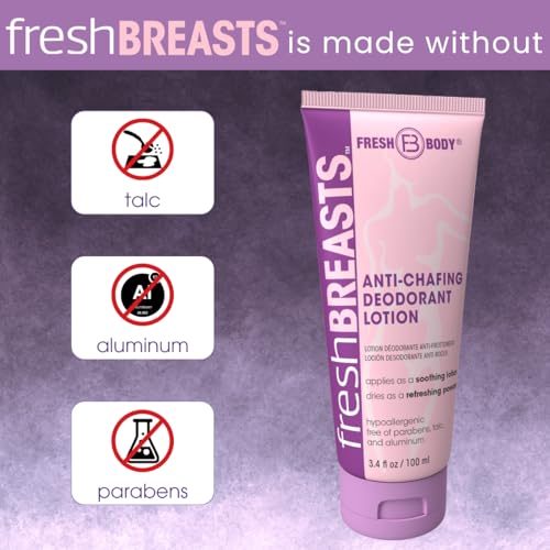 Fresh BREASTS Anti Chafe Cream Lotion to Powder, 3.4oz - Chafing Deodorant for Women, Inner Thighs & Areas that Sweat, No Talc, Aluminum and Fragrance