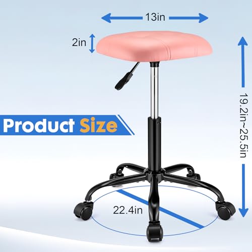 Square Rolling Stool with Wheels Height Adjustable Swivel Stools Office Chair Stable Base Foot
