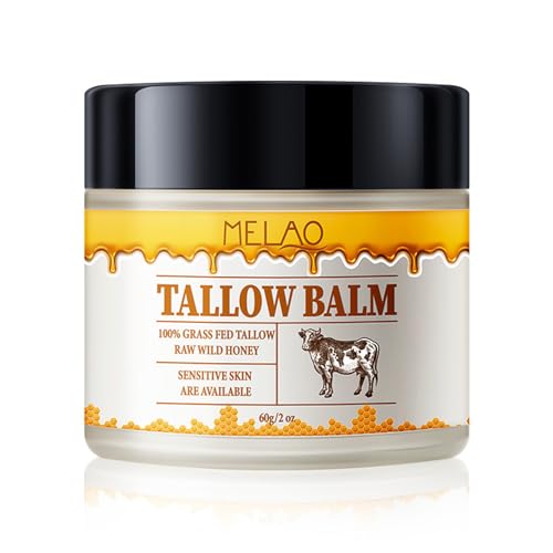 Beef Tallow and Honey Moisturizer Balm for Skin: Grass-Fed Tallow Honey Skin Moisturizer for Face Body, Tallow Balm for Skin Hydration