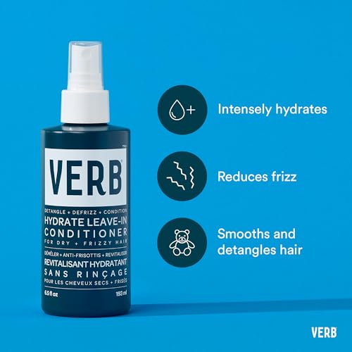 VERB Hydrate Leave-In Conditioner, 6.5 fl oz ? Nourish Dry + Frizzy Hair - Smooth + Detangle - Amber + Warm Jasmine Scent,(Pack of 2)