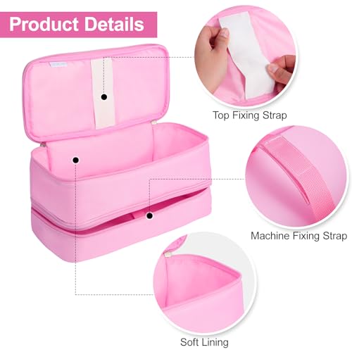 Double-Layer Carrying Case for Shark Flexstyle, Travel Case for Shark 430/440 Flex Style, Portable Storage Bag for Shark Flexstyle/Dyson Airwrap Styler and Attachments (pink)