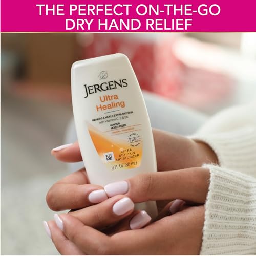 Jergens Ultra Healing Moisturizer for Dry Skin, Hand and Body Lotion, with Hydralucence Blend, Vitamins C, E and B5, 3 Oz, Pack of 8
