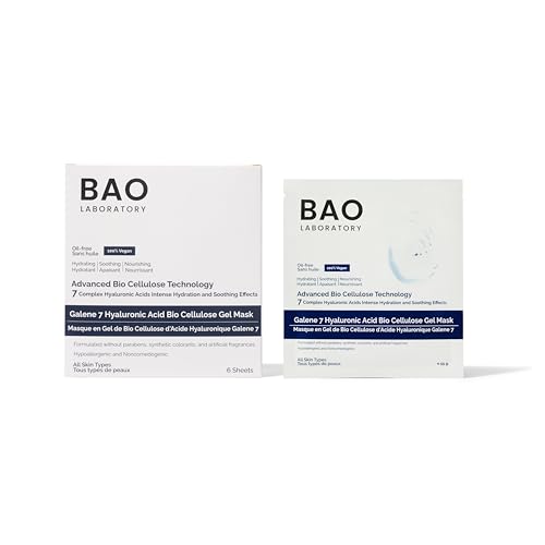 Galene 7 Hyaluronic Acid Bio Cellulose Gel Mask | Intense Hydration & Soothing Effects for Face | Skin Care Face Facial Mask | 100% Vegan, 330 g (6 pairs)