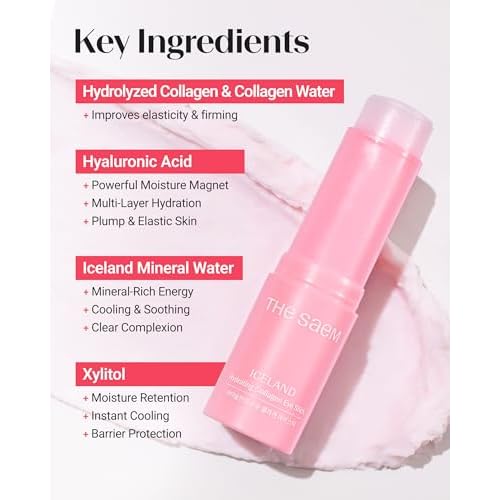 THESAEM Iceland Hydrating Collagen Eye Stick 0.38 oz - Anti-wrinkle Moisturizing Eye Balm for Saggy Skin ? Under Eye Treatment - Balm to Smooth Skin Texture - Rose Scent