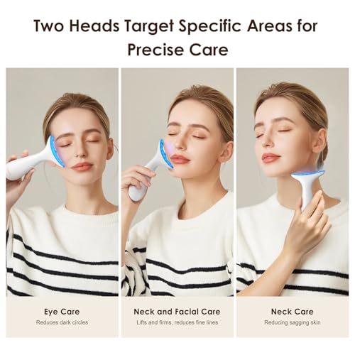 Facial and Neck Massager for Face, Neck - Skin Lifting & Firming - Wrinkle & Dark Circle Reducer - at Home Skin Care Face Sculpting Tool and Neck Massager-Milky White