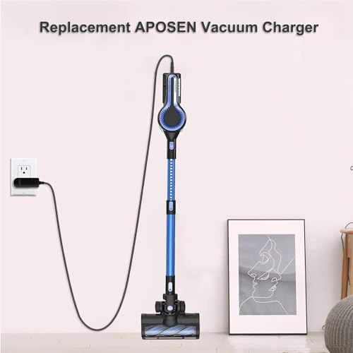Vacuum Charger Compatible with APOSEN H120 H250 H251 H10 H10S H11 H11S H21 H21S H150 Cordless Vacuum Replacement for APOSEN Handheld Stick Vacuum Power Cord.