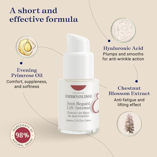 Embryolisse Intense Lift Eye Cream. Lifts Eyelids, Reduces Wrinkles, Circles, And Bags. Targeted Anti-Aging Treatment With Hyaluronic Acid 0.5 Fl Oz