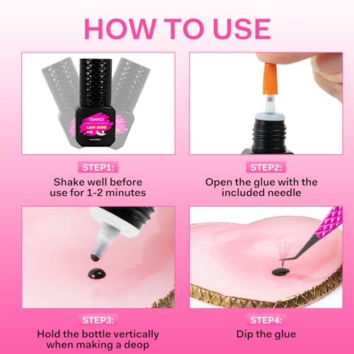 TDANCE Eyelash Extension Glue Lash Extension Adhesive/0.3 Sec Dry/Retention ? 7 Weeks/Lash Extension Glue for Professional Lash Artist Use Only (0.17 fl. oz / 5ml)