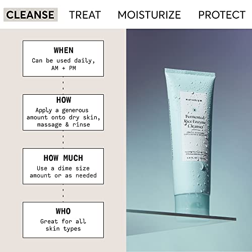 Naturium Fermented Rice Enzyme Cleanser, Plus Fruit Enzymes & Biodegradable Micro-Powders, 4 oz