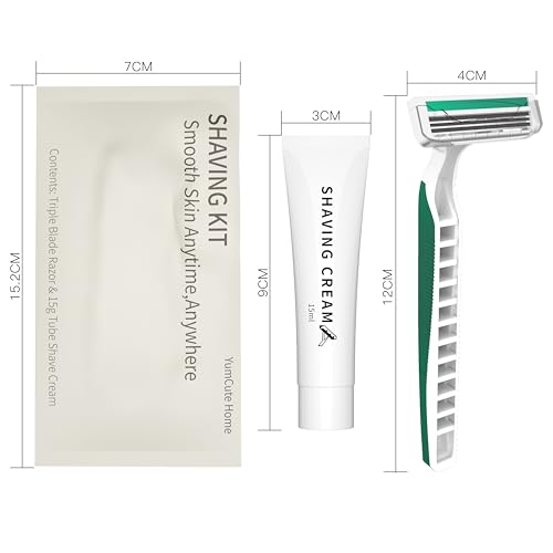 3 Blades Disposable Razors with Cream 50PCS Set for Men & Women, Individually Wrapped Portable Toiletries Amenities for Hotel, Airbnb, Homeless, Shelter, Charity, Camping and Travel On The Go