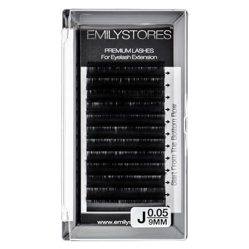 Lash Extensions 0.05mm Thickness J Curl 9mm Length Light-weight Volume Eyelashes For Eyelash Extensions(0.05,J,9mm)
