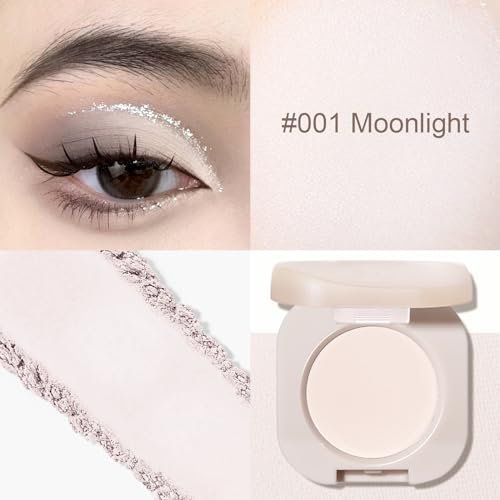 Single Matte Eyeshadow, Off White Eye Shadow, Ultra-fine Lightweight Powder, Brightenning Primer Base Eyeshadow, High Pigment, Long Lasting, Multiuse Blendable Korean Eyes Makeup, Moonlight