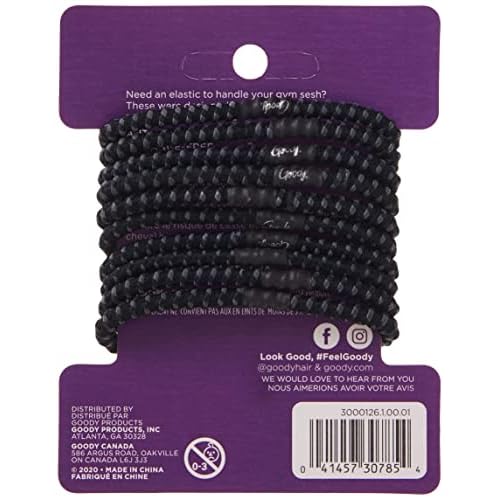 Goody Nonslip Womens Elastic Hair Tie Black - 4MM for Medium Hair- Ouchless Pain-Free Hair Accessories for Women Perfect for Long Lasting Braids, Ponytails and More, 10 Count (Pack of 1)