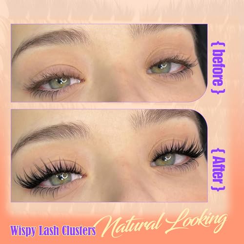 Fairy Lash Clusters Cat Eye Cluster Eyelash Extensions Natural Eyelash Clusters Spiky Manga Wispy Cluster Lashes Fox Eye 8-20mm DIY Individual Lash Extension 144Pcs by YDAGKH