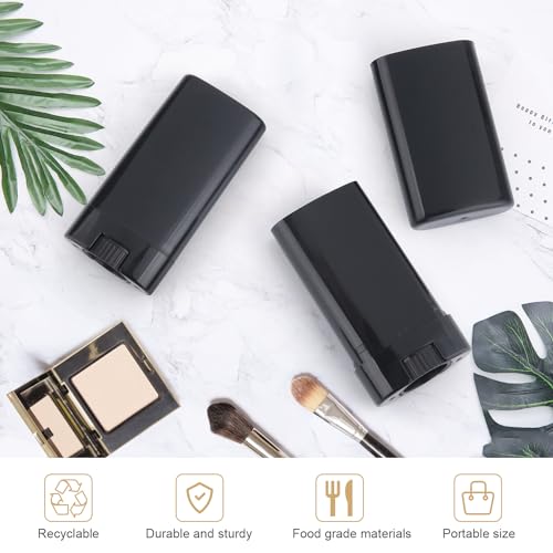 25pcs 15ml/0.5oz Empty Black Plastic Oval Deodorant Containers,Top-Fill Lip Balm Tubes,Refillable Twist-Up Lipstick Tubes for DIY Homemade Chapstick,lip Balm