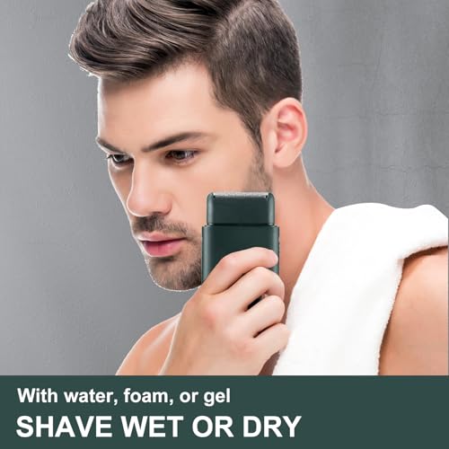 Electric Razor for Men, Mini Electric Foil Shavers with Beard Trimmer, Wet Dry Cordless Shaver,Portable Men¡¯s Travel Razor for Shaving Face£¬USB-C Rechargeable - Green
