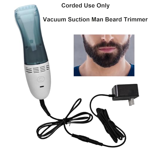 Vacuum Beard Trimmer for Man,Auto Suction Whisker Mustache Style Clipper,Electric Facial Stubble Haircut Kit,Face Grooming Shaver,Corded Use 12V Powerful Dual Motor,Removable Hair Chamber