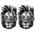 2 Sheets Realistic Animal Large Temporary Tattoos Stickers Sketch Lifelike Lion Head Designs For Men Waterproof Arm Leg Fake Body Art, Gym & Parties Bold Masculine Decals