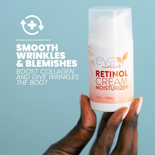 Eva Naturals Anti-Aging Retinol Cream For Face - Anti-wrinkle Retinol-Complex Moisturizer Day & Night Cream w/Hyaluronic Acid & Vitamin E For Women & Men - Reduce Fine Lines & Dark Spots - 1.7 Fl Oz