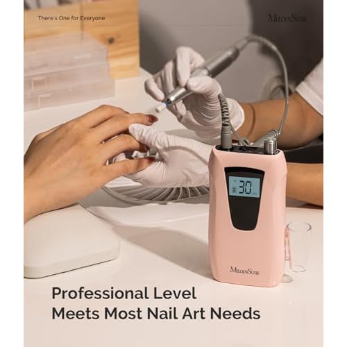 MelodySusie Entry-Level Clip-On Rechargeable Nail Drill, SC320D 30000RPM Essential E-File with LCD Display for Manicure Shaping & Gel Removal, Perfect for Training, Nail Art Practice & Home Use