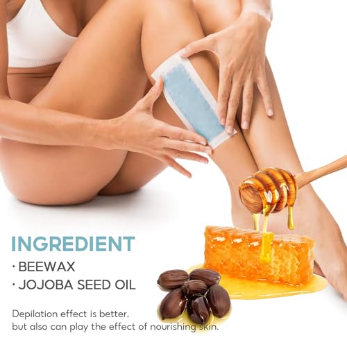 SUMAX Wax Strips Bikini Hair Removal, 40 Face Wax Strips for Women, Waxing Strips Body Hair Removal, 20 Double Sided Bikini Line Wax Strips with 6 Oil Wipes for Women All Skin Types, Blue