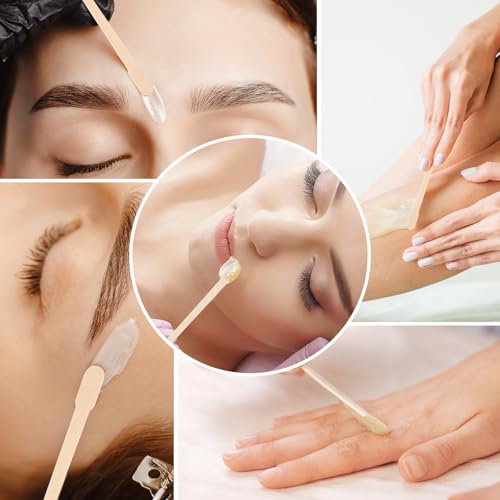 Wooden Eyebrow Waxing Sticks with Handle, Small Wood Wax Sticks, Wax Sticks for Hair Removal, Wax Spatulas Craft Applicator Sticks for Eyebrow, Lip, Nose Waxing (1200 Pcs)