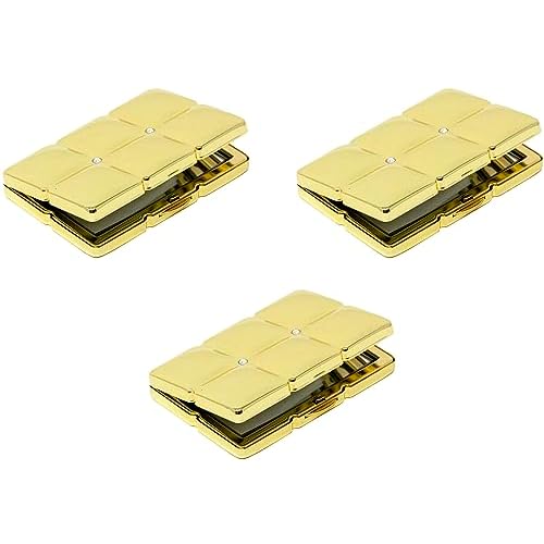 Stephanie Imports Set of 3 Double Sided Magnifying Rectangular Compact Mirrors Bubble Pattern (Gold)