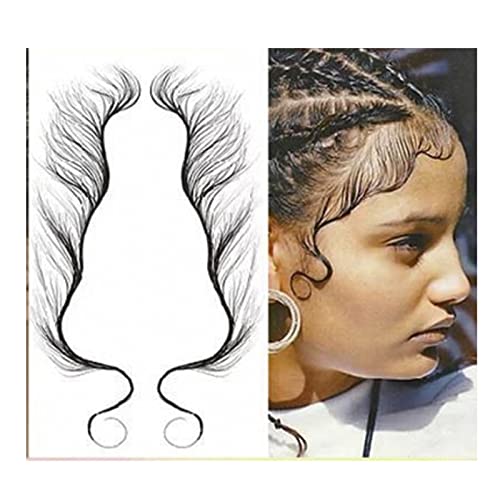 5 Sheets Temporary Tattoo Stickers for Hair Edge Smooth Waterproof Black Hairline Curly Bangs Tattoo Sticker