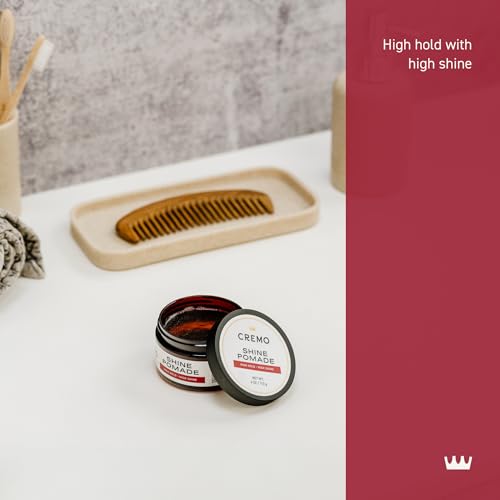 Cremo Hair Pomade for Men - Premium Barber Grade Pomade, High Hold & Shine, Hair Styling, 4 Oz