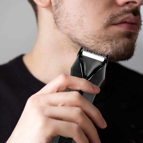 FAMILIFE Body Trimmer for Men, Ball Trimmer Men, Electric Groin & Pubic Hair Trimmers, Replaceable Ceramic Blade Heads, Waterproof Wet/Dry Use, Standing Recharge Dock, 90 Minutes Usage