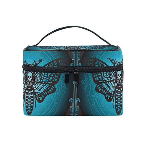Makeup Bag, Skull Butterfly Travel Makeup Organizer Bag Cosmetic Cases Toiletry Bags for Girl Women Ladies