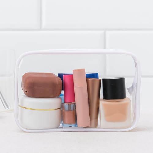 28 Pack Clear Cosmetic Bags Makeup Bags Bulk, Portable Waterproof Travel Toiletry Bag Organizer Plastic Toiletry Carry Pouch with Zipper, for Travel Women Men Bathroom Organizing, 7.1"x 4.7"x 2.4"