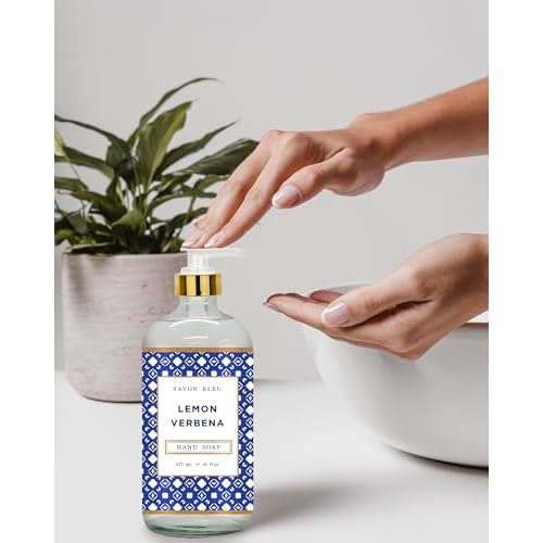 Savon Bleu Hand Soap Collection - 16oz Glass Bottles - 8 Pack - Home and Body Company - French Lavender, Cotton Blossom, Orange Blossom, Lemon Verbena