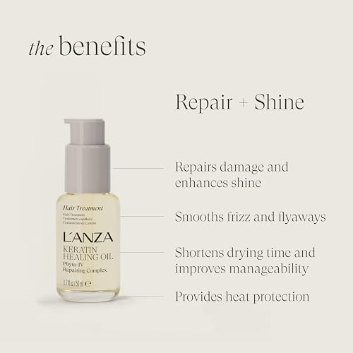 L'ANZA Keratin Healing Hair Oil Treatment, Keratin Infused Treatment, Hair Oil For Damaged Locks, Cruelty Free Healing Ingredients Repairs, Strengthens with UV Protection, New Bottle
