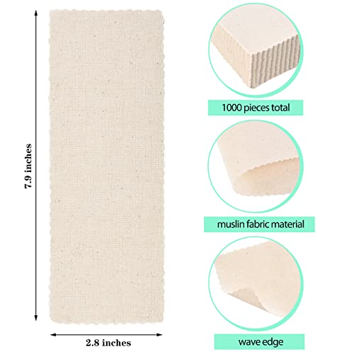 Maitys 1000 Pieces Body and Facial Muslin Strips for Hair Removal Natural Muslin Epilating Strips 2.8 x 7.9 Inches Large Bulk for Women and Men