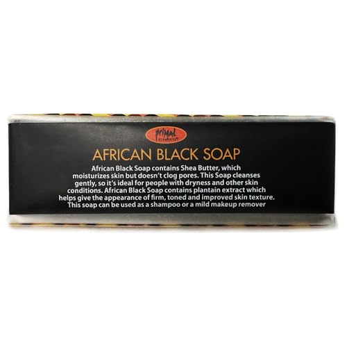 Primal Elements African Black Soap with Shea Butter and Charcoal for Dry Skin, Detoxifying and Acne Fighting, 6 Pack