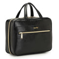 Yeiotsy Hanging Toiletry Bag - Waterproof Vegan Leather Organizer with Wet-Dry Compartments, Foldable Design for Camping, Gym & Business Travel (Black, Large)