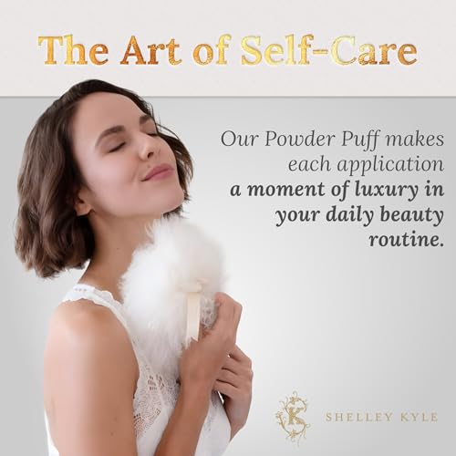 Shelley Kyle Classic Powder Puff, Handmade, Lambs Wool Dusting Powder Puff, 1 Count