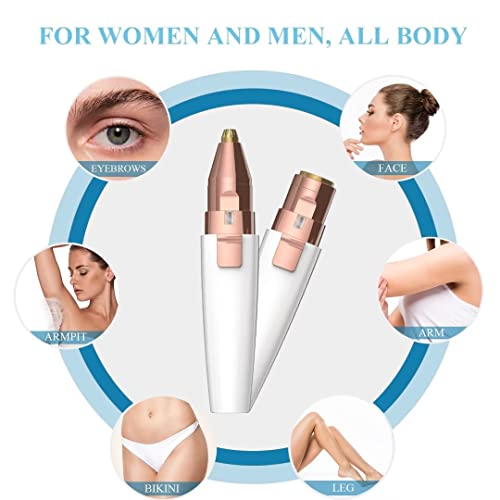 Eyebrow Razor,Facial Hair Removal for Women, (USB Rechargeable), 2 in 1 Eyebrow Trimmer and 100% Painless Hair Remover with Light for Nose, Lips, Face, Body