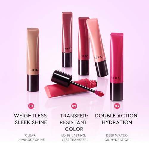 HERA Sensual Tinted Shine Lip Serum #323 CHERRY ON TOP | Weightless Sleek Shine, Transfer-Resistant Color, 12-Hour Soft Lip Stain Oil, Double Hydration wih Hyaluronic Acid, High-Gloss Finish, 0.30 oz.