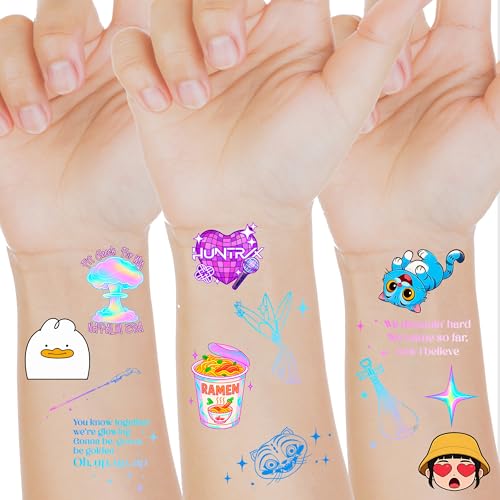 Demon Hunter Birthday Party Decorations,56PCS Korean Idol Movies Temporary Tattoos for Kids,Adult,Perfect for Birthday Party, Halloween