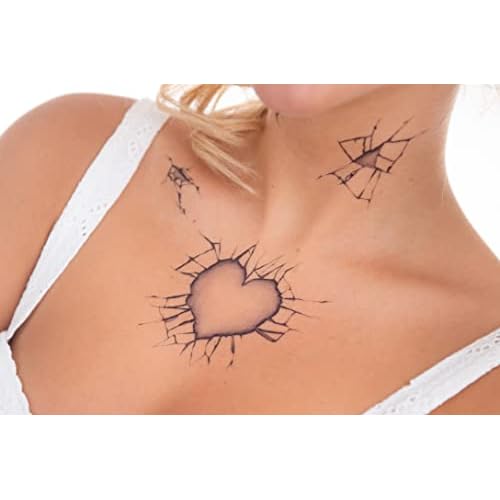 2 x Broken Doll Temporary Tattoo Halloween Costume for Men and Women, Adult, Face Sticker