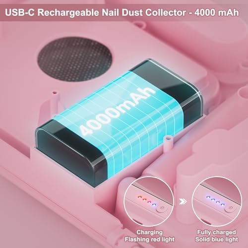 WOBSION Nail Tool Set, Nail Dust Collector & Electric Cordless Nail Drill 2-in-1, Portable Rechargeable Acrylic Gel Nail Removing and Polishing Manicure Tools for Beginners
