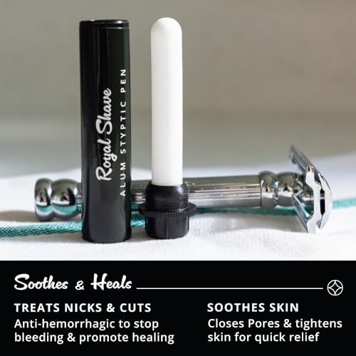 ROYAL SHAVE Alum Styptic Pen - Styptic Alum Stick for Post Shaving Irritation & Heals Accidental Cuts (0.35 oz) (3 PACK)