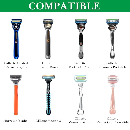 Linkidea Multifunctional Razor Holder for Shower, Compatible with Gillette Fusion 5, Venus ComfortGlide, Harry's 5 Blade, Bathroom Small Shaving Gel Storage Stand (Black)
