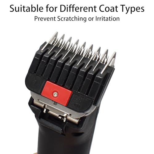 Professional Animal Stainless Steel Attachment Guide Guard Combs for A5 Style Detachable Blade Pet Groomers, 1/8"-1" Compatible with Wahl KM Series Andis AG BG Oster A5 A6 Animal Clippers (#1-1/8")