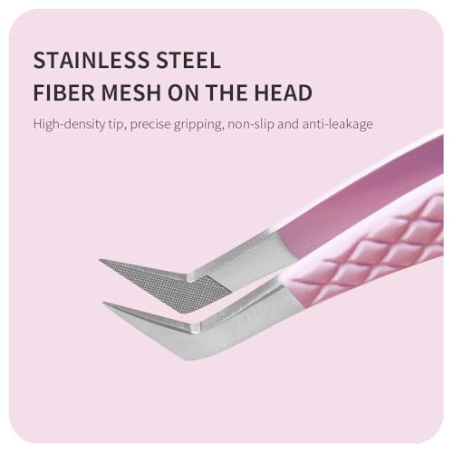 Eyelash Extension Tweezers,Fiber Tip Grip Boot Volume Lash Tweezers,Professional Pointed Lash Extension Tweezers for Easy Lash Application and Removal-F01