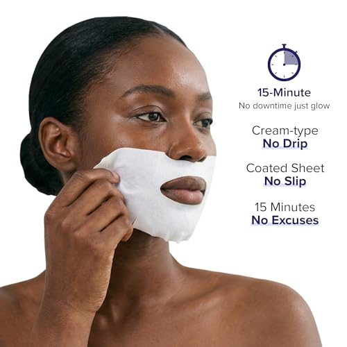 Sealing-in-Moisture Mask | No-Slip, No-Drip, No-Mess 15-Minute Triple-Layer Sheet Mask | Niacinamide, Adenosine &Collagen for Hydration,Firming & Glowing Skin | (18gx5ea)